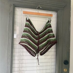 NWT Zara Crochet Shorts in Green and Brown